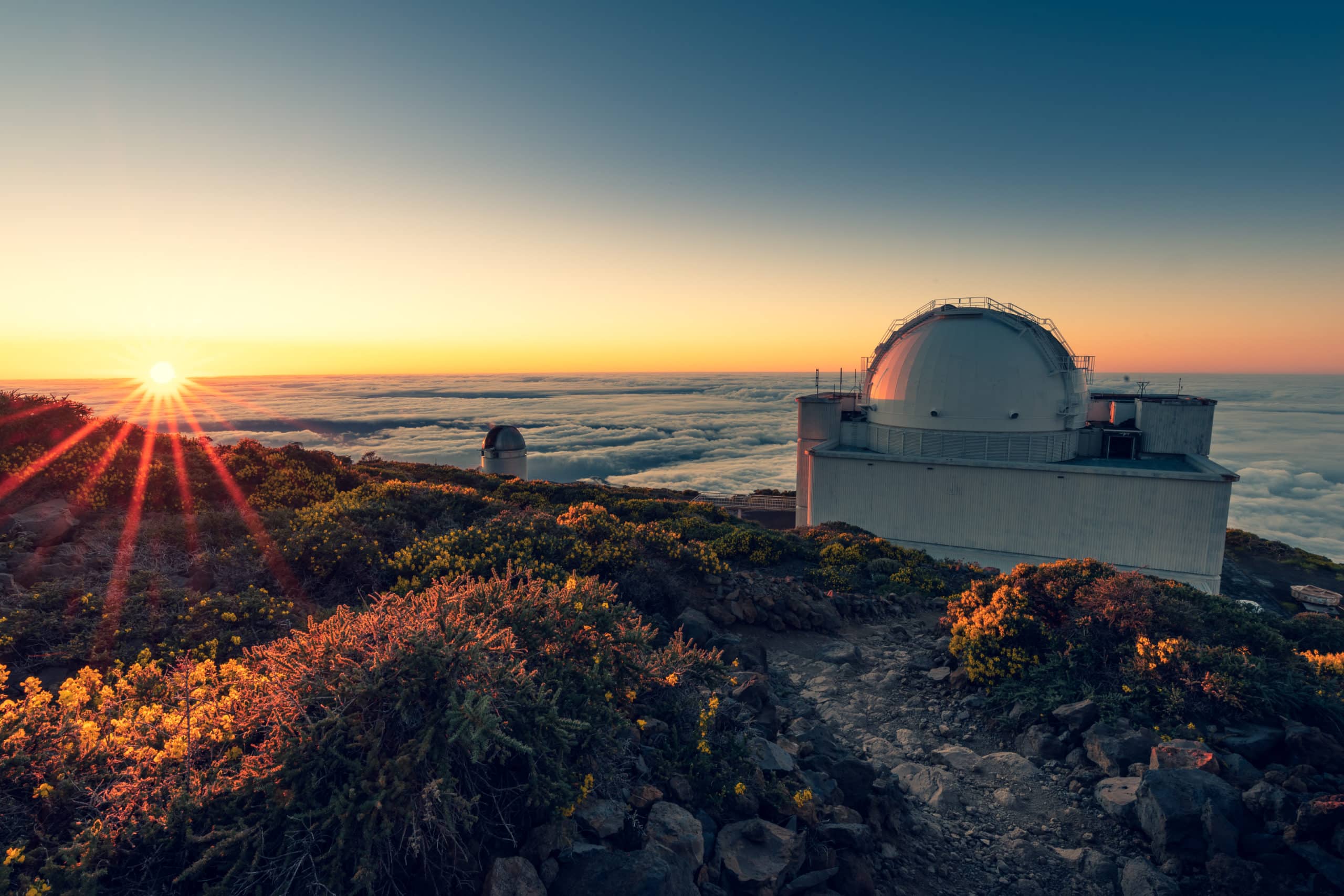 Sunset, Isaac Newton Telescope, Roque de los Muchachos Observatory, La Palma, Canary Islands