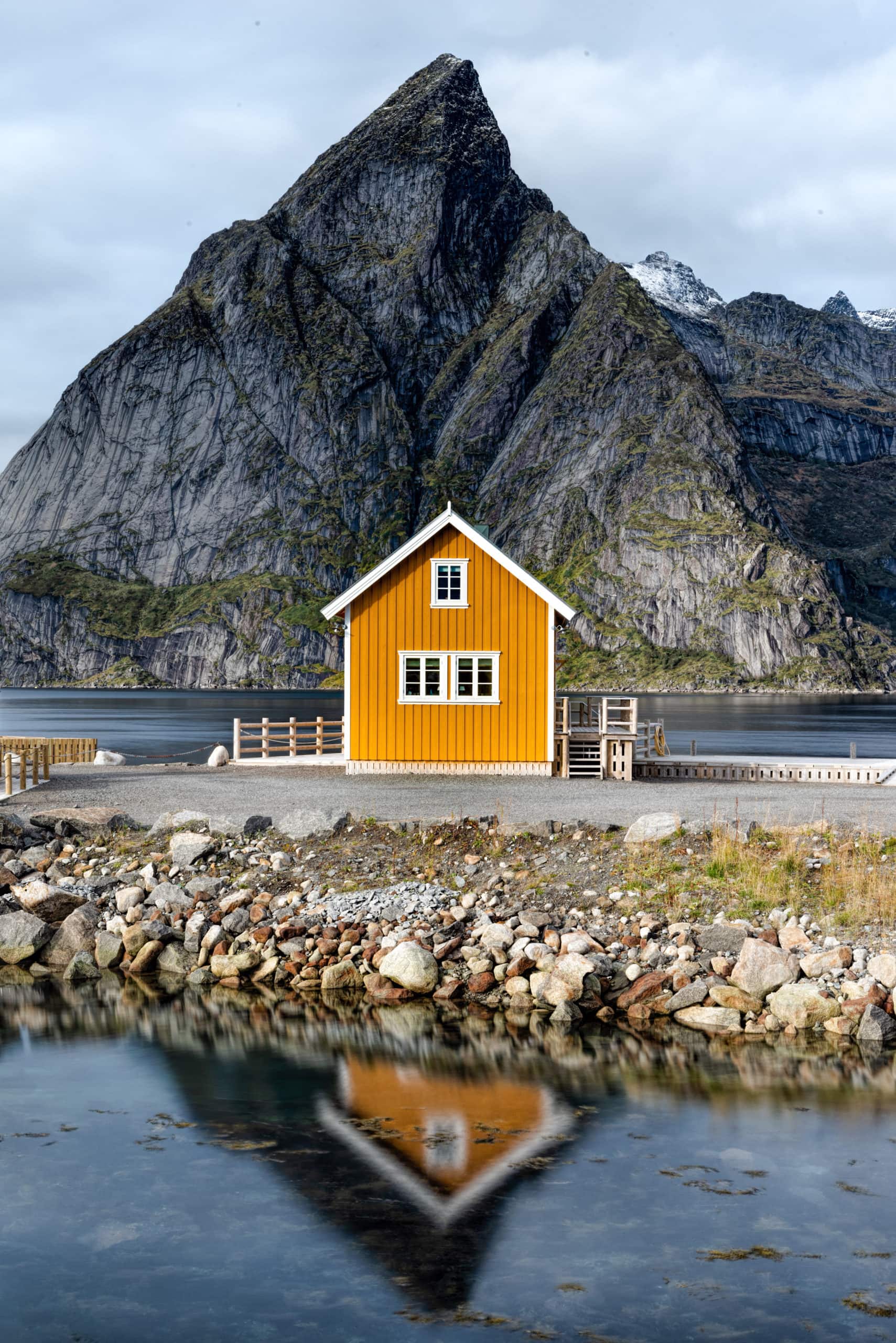 Sakrisoy, orange hut, Lofoten, Norway